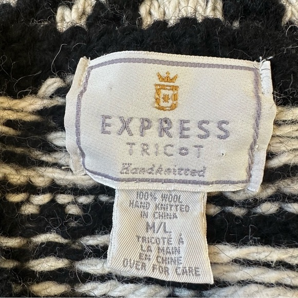 Rare Vintage Super Chunky 100% Wool Handknitted Cardigan Sweater Express Tricot - Picture 9 of 9